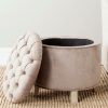 Living Furniture * | Clearance Sale Amelia Tufted Storage Ottoman In Mushroom Taupe/Pickled Oak Safavieh Hud8220Y