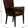 Living Furniture * | Promotions Ken Leather Arm Chair In Brown/Cherry Mahogany Safavieh Hud8201A