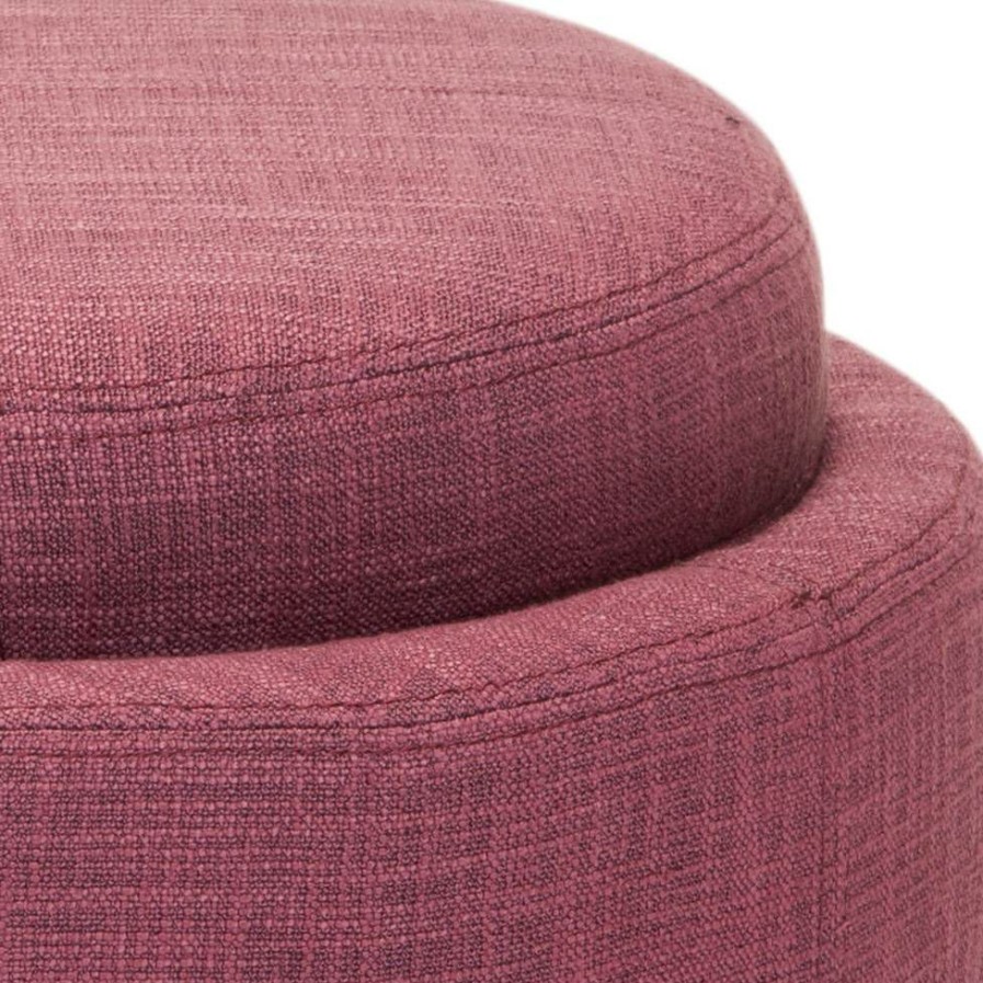 Living Furniture * | Exclusive Design Chelsea Round Tray Ottoman In Rose/Black Safavieh Hud8232F