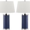 Lamps * | Best Sale Leather 25-Inch H Column Table Lamp (Set Of 2) Safavieh Lit4144A-Set2