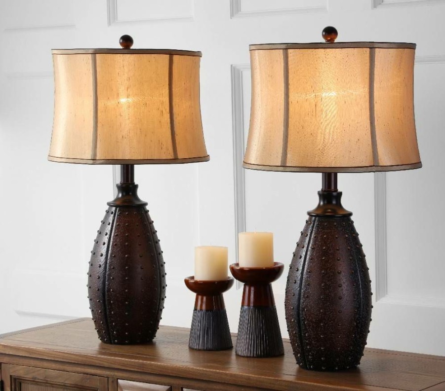 Lamps * | Closeout Sale Santa 28.5-Inch H Fe Faux Leather Lamp (Set Of 2) Safavieh Lit4038A-Set2