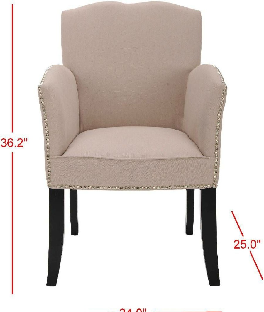 Living Furniture * | Excellent Quality Rachel Arm Chair W/ Silver Nail Head In Taupe/Black Safavieh Mcr4539A