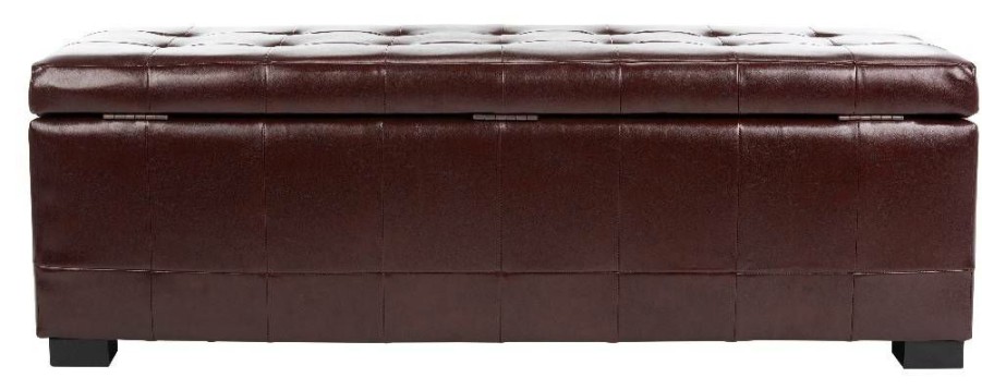 Living Furniture * | Wholesale Large Manhattan Storage Bench In Cordovan/Black Safavieh Hud4200E