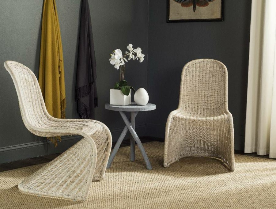 Living Furniture * | Best Price Tana Wicker Side Chair In Grey (Set Of 2) Safavieh Sea8009A-Set2