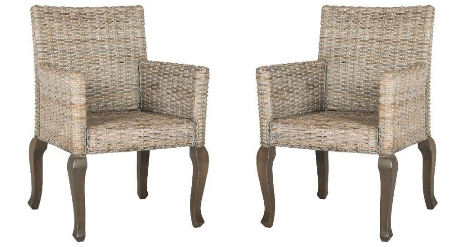 Furniture * | Promotions Armando 18"H Wicker Dining Chair In White Wash Safavieh Sea8019B-Set2