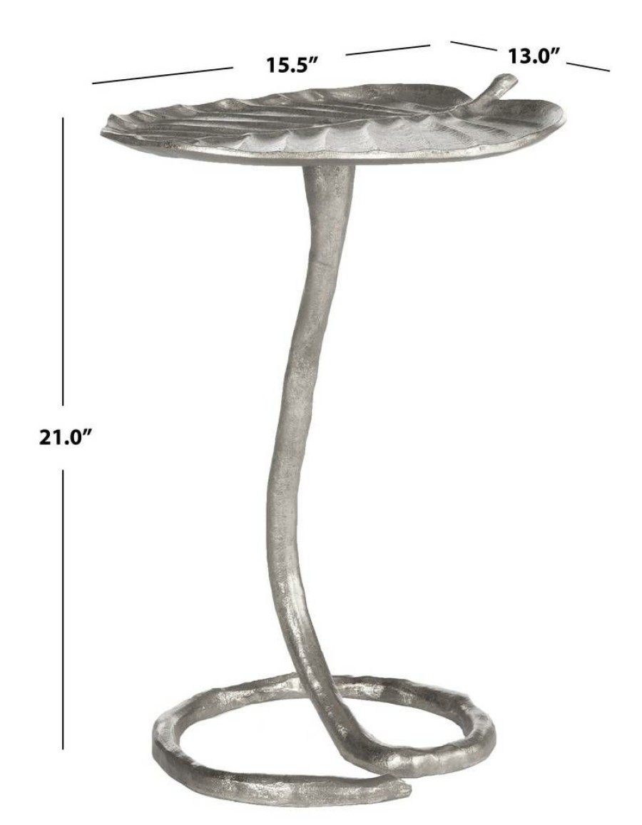 Living Furniture * | Limited Edition Mina Silver Foil Petal Side Table Safavieh Fox3246B