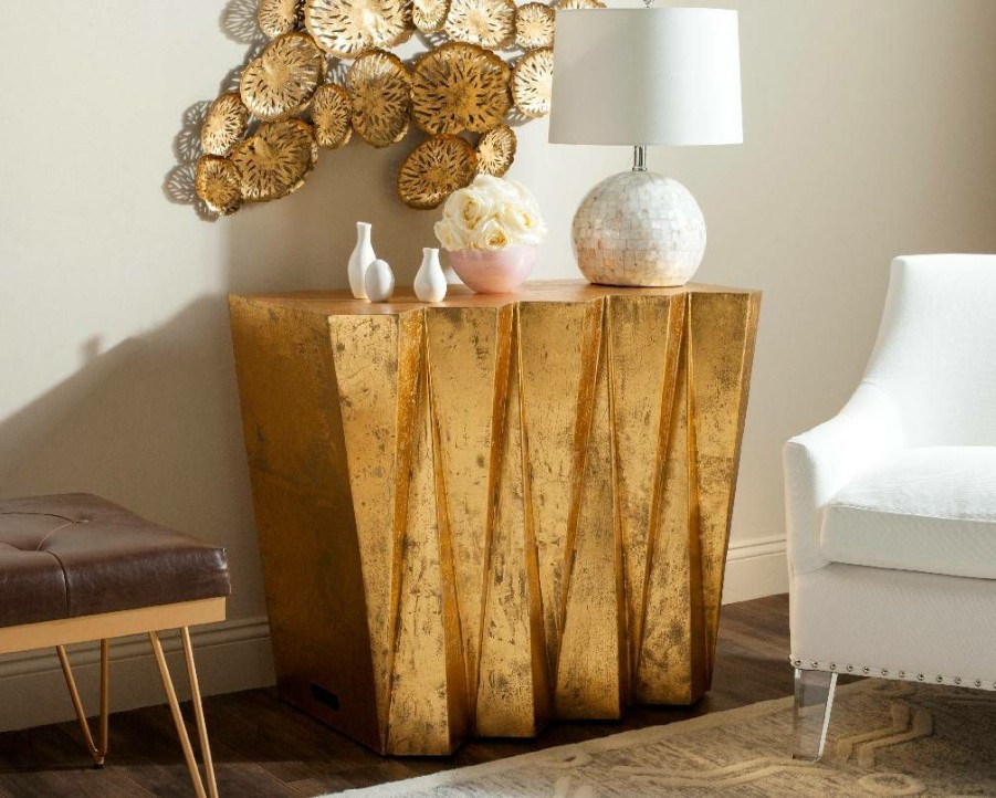 Living Furniture * | Wholesale Gisela Hex Console In Gold Safavieh Fox3244A