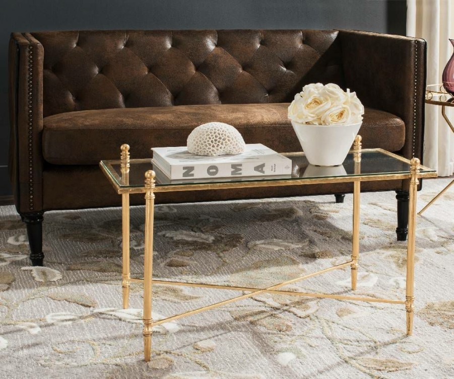 Living Furniture * | Hot Selling Tait Coffee Table In Antique Gold Safavieh Fox2569A