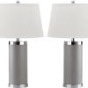 Lamps * | Fire Sale Leather 25-Inch H Column Table Lamp (Set Of 2) Safavieh Lit4144C-Set2