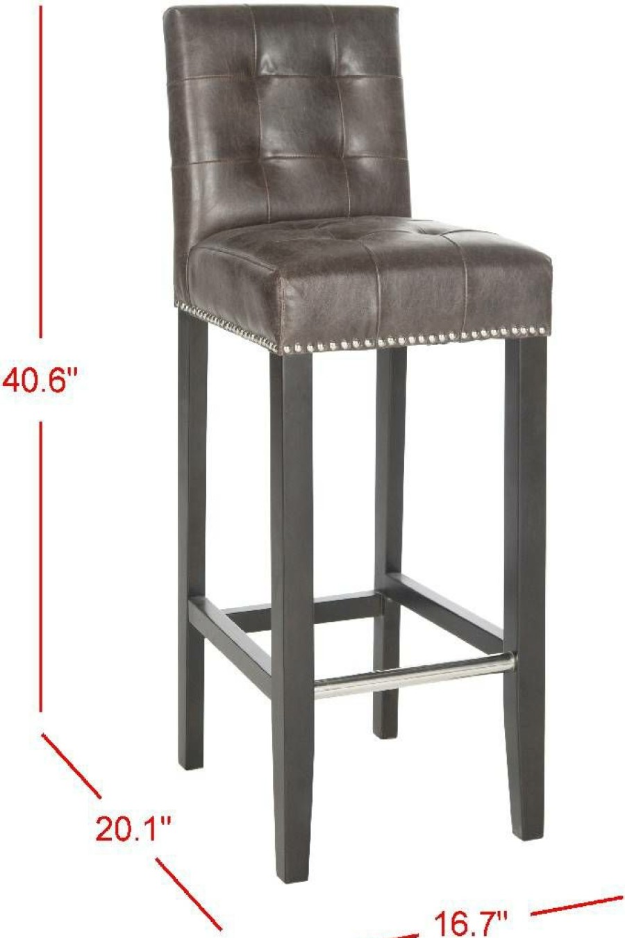 Furniture * | Excellent Quality Thompson Bar Stool In Antique Brown/Espresso Safavieh Mcr4505F