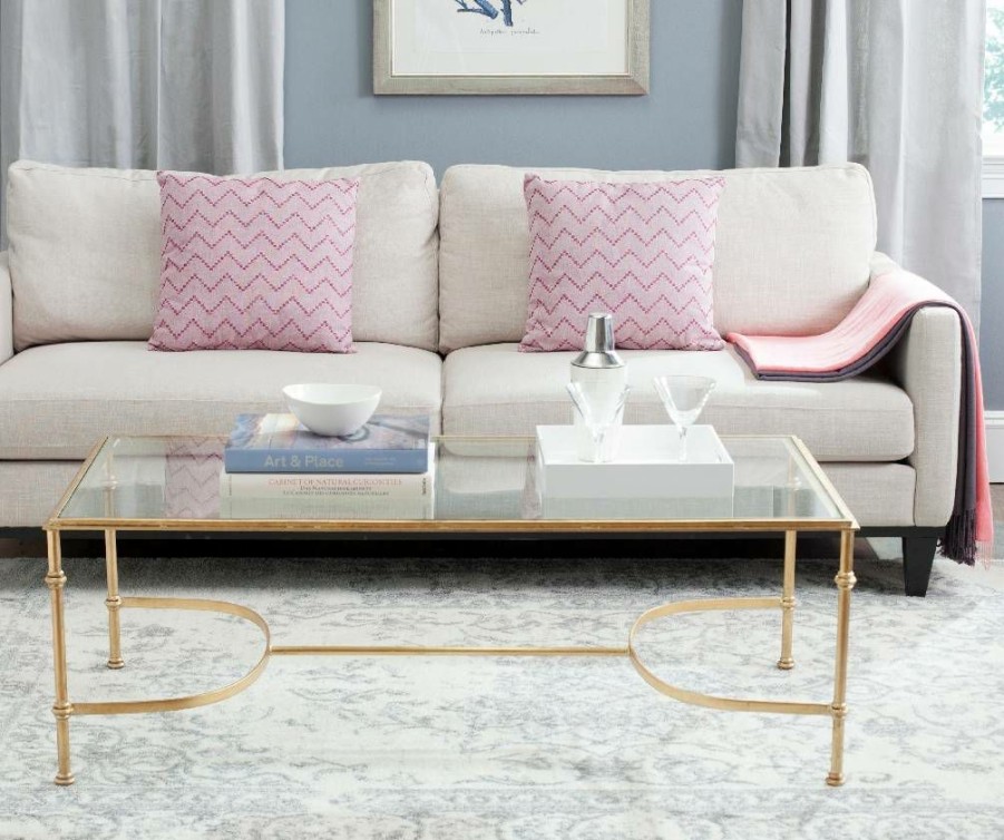 Living Furniture * | Shoping Lucille Coffee Table In Gold Safavieh Fox2549A