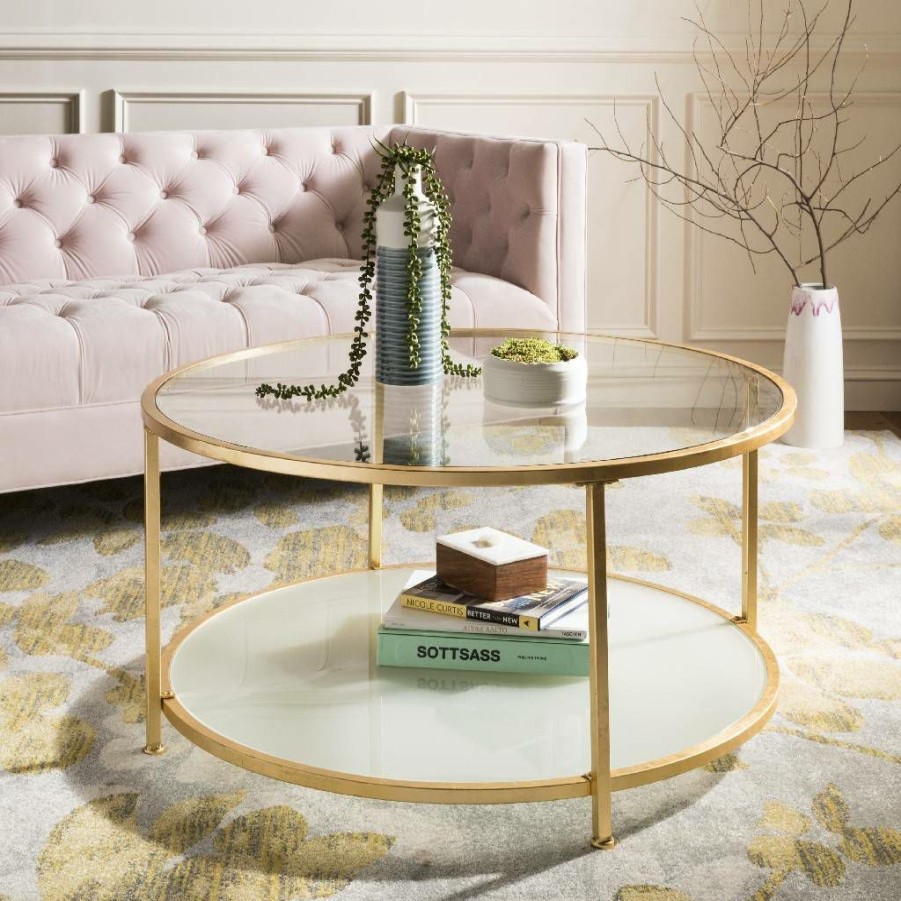 Living Furniture * | Classical Ivy 2 Tier Round Coffee Table In Gold Safavieh Cof6203A