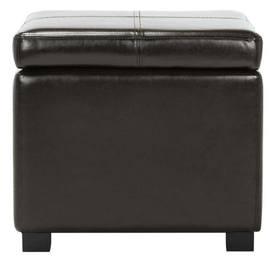 Living Furniture * | Hot Sell Madison Square Ottoman In Brown/Black Safavieh Hud8228A