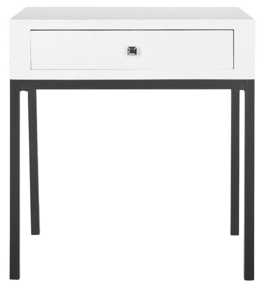 Living Furniture * | Hot Sale Adena End Table W/ Storage Drawer In White Safavieh Amh6612C