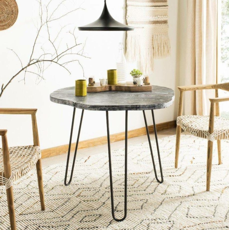 Furniture * | Hot Sale Mindy Wood Top Dining Table In Grey/White Wash Safavieh Dtb6500A