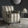 Living Furniture * | Exclusive Design Easton Club Chair W/ Awning Stripes Silver Nail Heads In Olive/White /Espresso Safavieh Mcr4572K