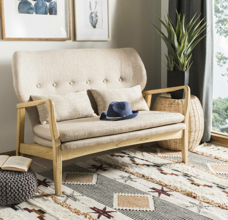 Living Furniture * | Promotions Ellaria Loveseat In Beige/Natural Safavieh Lvs9500A