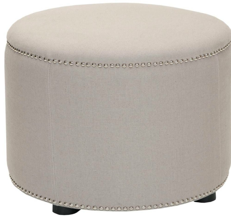 Living Furniture * | Excellent Quality Hogan Ottoman In Taupe/Black Safavieh Hud8208C