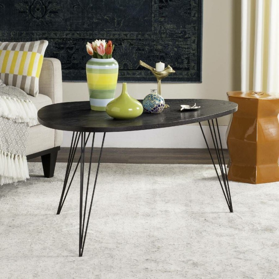 Living Furniture * | Wholesale Rocco Retro Mid Century Wood Coffee Table In Black Safavieh Fox4249B