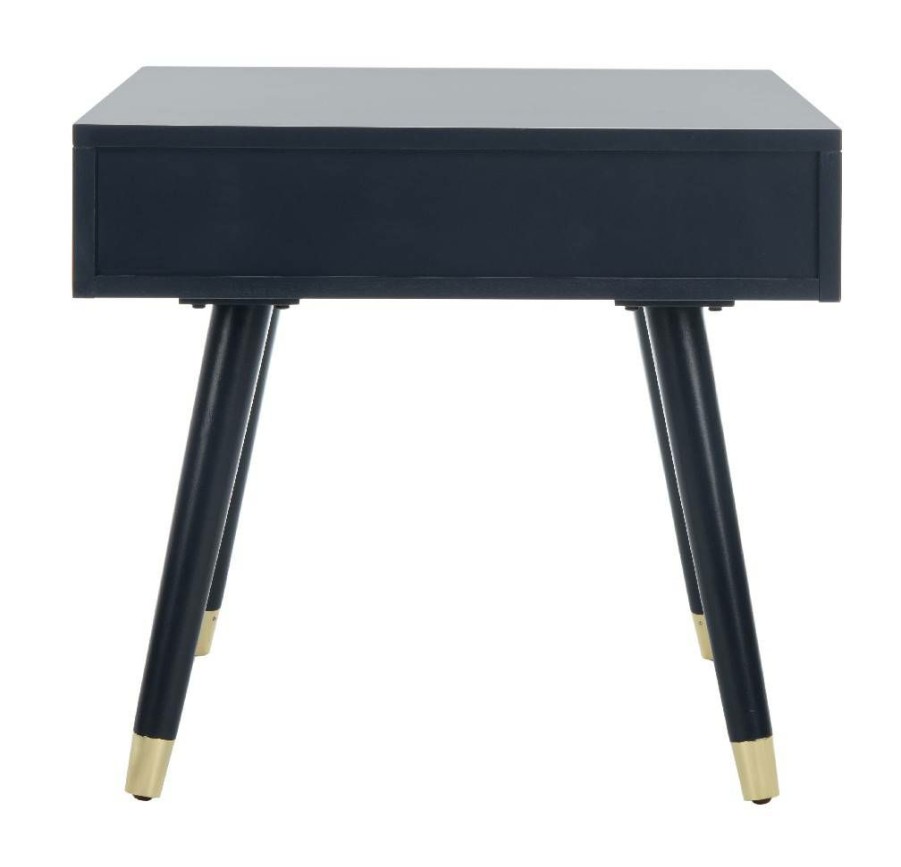 Living Furniture * | Classical Levinson Gold Cap End Table In Navy Safavieh Fox6305C