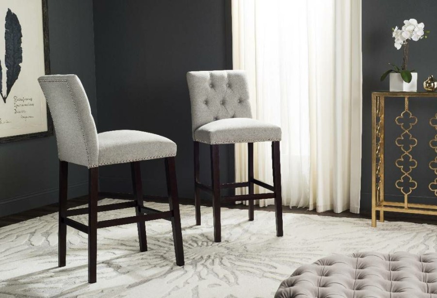 Furniture * | Hot Sell Norah Bar Stool In Light Grey/Espresso (Set Of 2) Safavieh Fox6210D-Set2