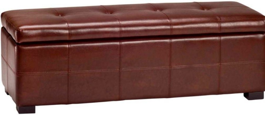 Living Furniture * | With Discount Maiden Tufted Storage Bench Lg In Cordovan/Black Safavieh Hud8229C