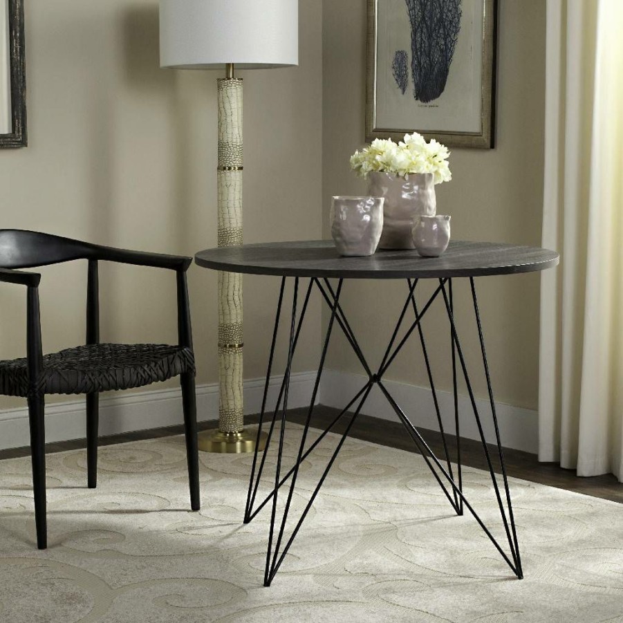 Furniture * | Discounts Marino Round Dining Table In Dark Grey/Black Safavieh Fox4260A