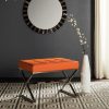 Living Furniture * | Shoping Micha Ottoman In Orange/Chrome Safavieh Fox2022C