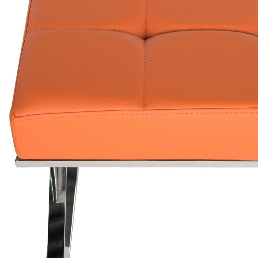 Living Furniture * | Shoping Micha Ottoman In Orange/Chrome Safavieh Fox2022C