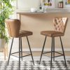 Furniture * | Clearance Sale Aster 30 H Mid Century Modern Leather Tufted Bar Stool In Camel/Black (Set Of 2) Safavieh Fox1703B-Set2