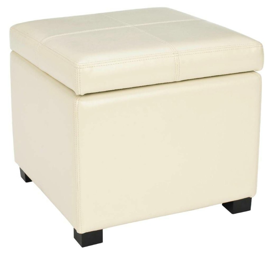 Living Furniture * | Featured Madison Square Ottoman In Flat Cream/Black Safavieh Hud8228K