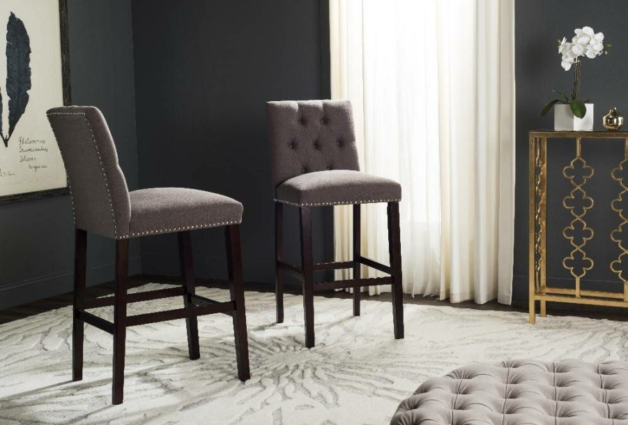 Furniture * | Special Offers Norah Bar Stool In Dark Taupe/Espresso (Set Of 2) Safavieh Fox6210B-Set2