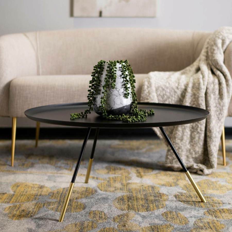 Living Furniture * | Limit Offer Orson Coffee Table W/ Metal Gold Cap In Gold/Black Safavieh Fox4525A