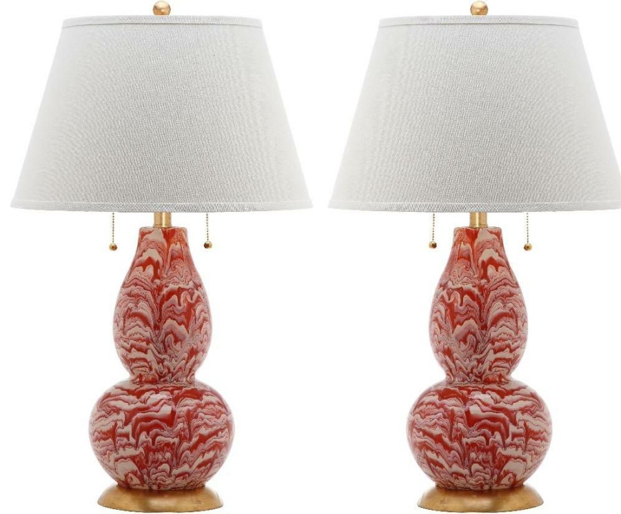 Lamps * | Promotion Color Swirls 28-Inch H Glass Table Lamp (Set Of 2) Safavieh Lit4159F-Set2