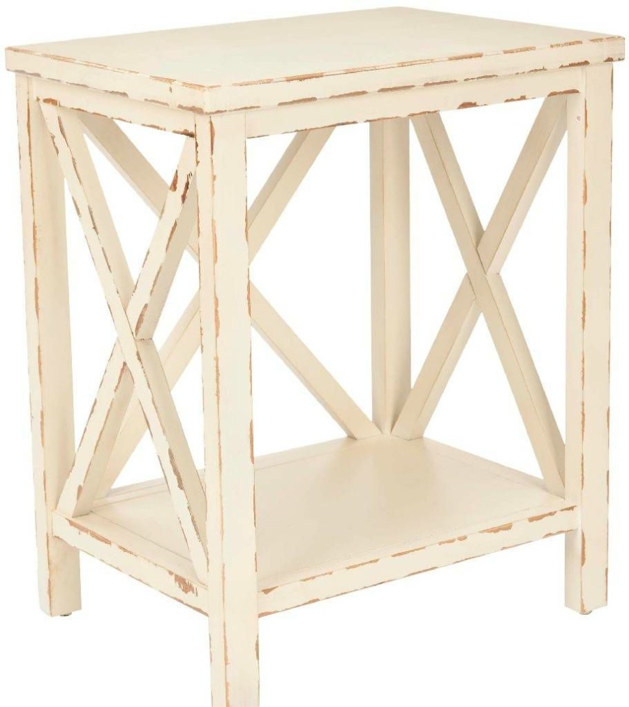 Living Furniture * | Featured Mia End Table In Vintage Cream Safavieh Amh6535A