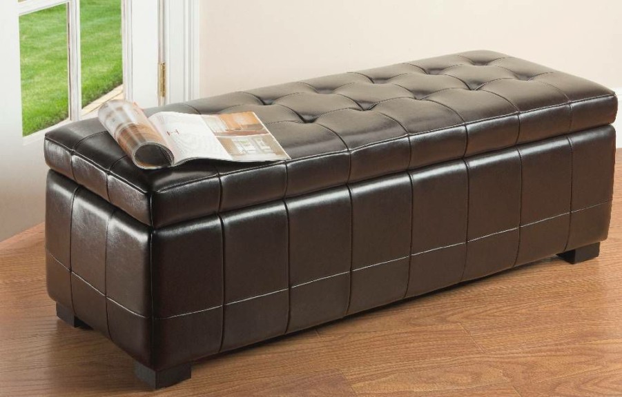 Living Furniture * | Crazy Deals Large Manhattan Storage Bench In Brown/Black Safavieh Hud4200A