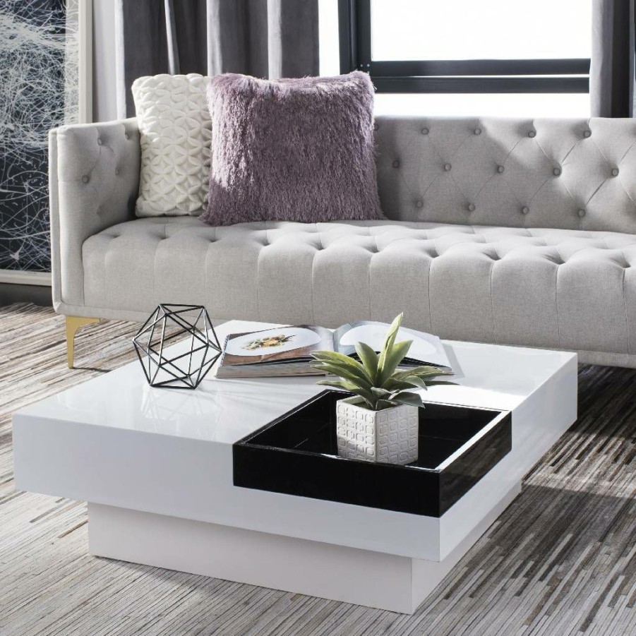 Living Furniture * | Hot Selling Wesley Coffee Table In White/Black Safavieh Fox2213A