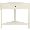 Living Furniture * | Special Offers Gomez Corner Table W/ Storage Drawer In Distressed Cream Safavieh Amh5709C