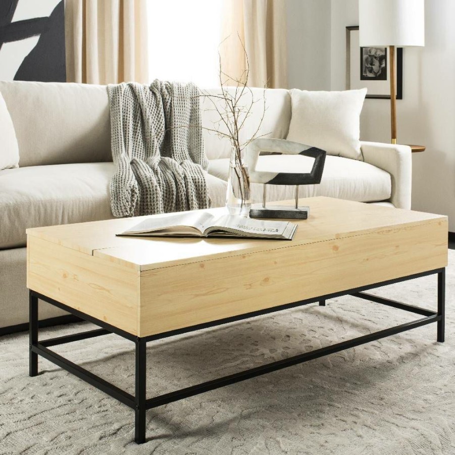 Living Furniture * | Clearance Sale Gina Contemporary Lift-Top Coffee Table In Light Oak Safavieh Fox2239B