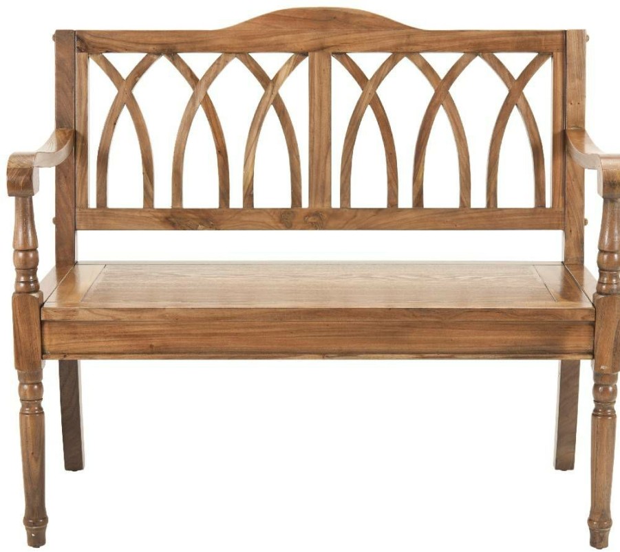 Living Furniture * | Quick Delivery Benjamin Bench In Oak Safavieh Amh6500E