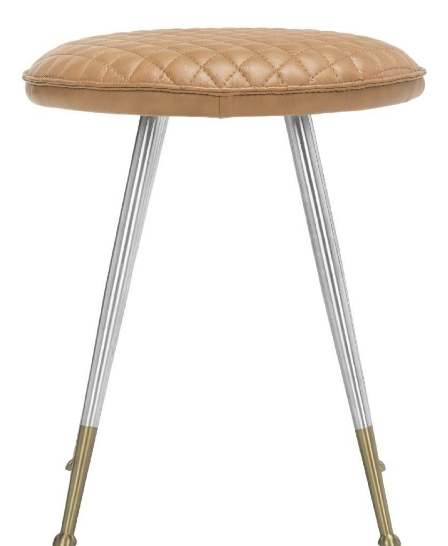 Furniture * | Clearance Sale Brinley 30 H Mid Century Modern Stool In Camel /Silver Safavieh Fox1704A