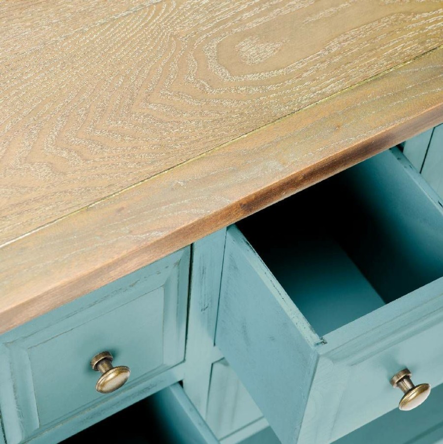 Furniture * | Clearance Sale Charlotte Storage Sideboard In Barn Blue/Oak Safavieh Amh6517B