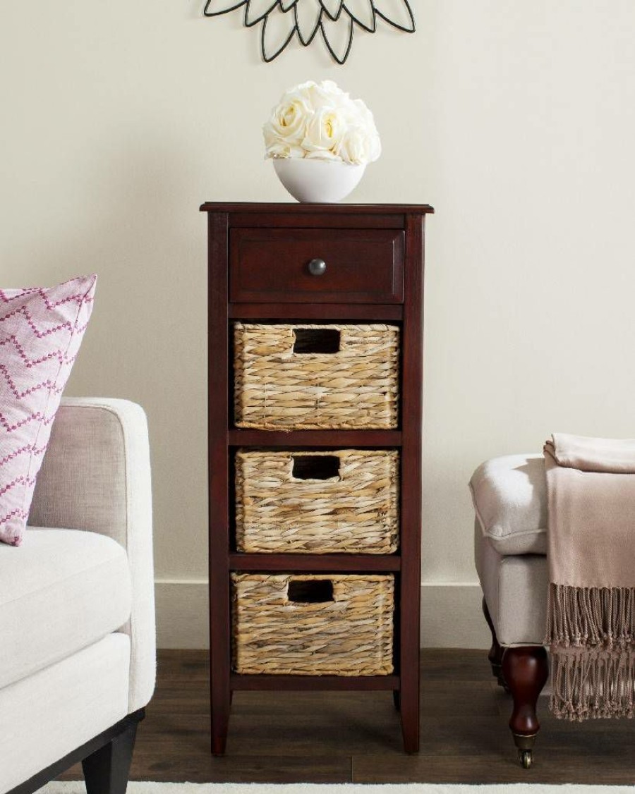 Living Furniture * | Online Michaela Drawer Side Table In Cherry Safavieh Amh5744C