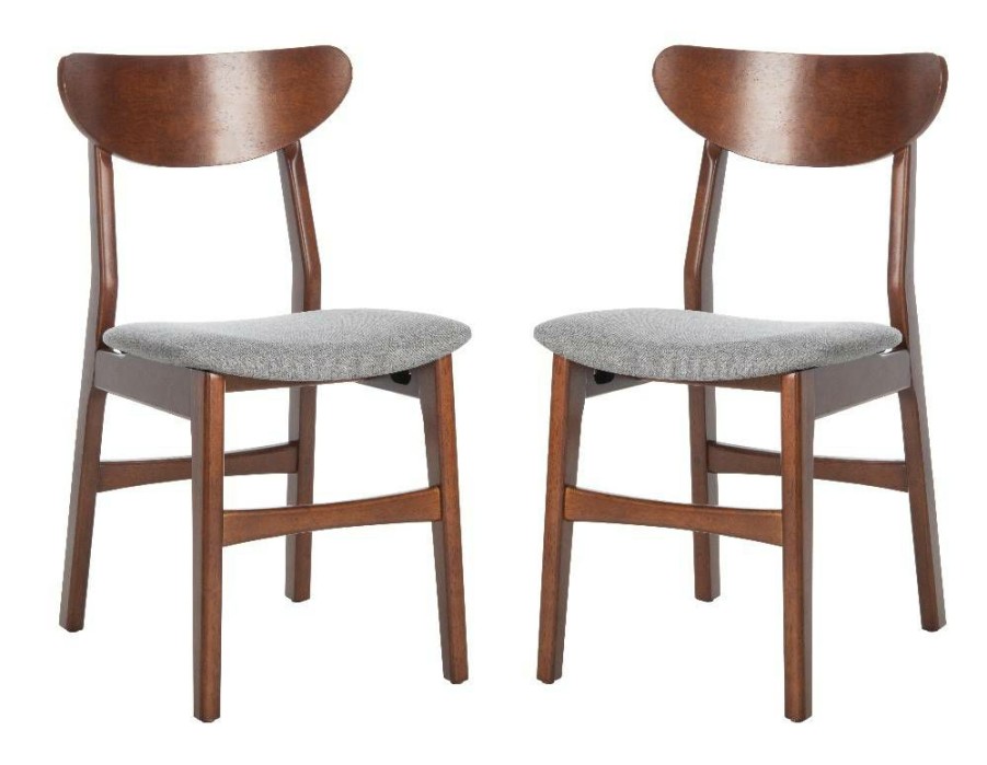 Furniture * | Online Lucca Retro Dining Chair In Cherry/Grey Safavieh Dch1001E-Set2