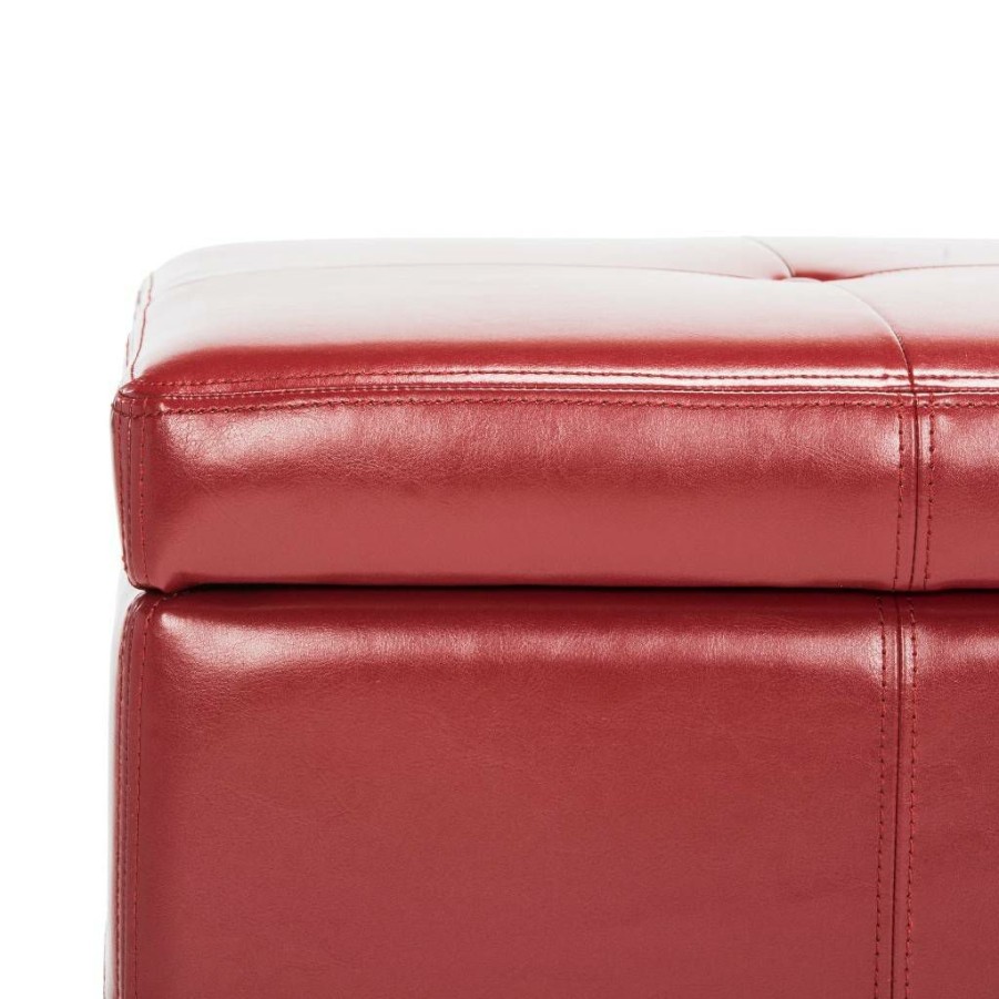 Living Furniture * | Quick Expedition Maiden Tufted Storage Bench Sm In Red/Black Safavieh Hud8230R