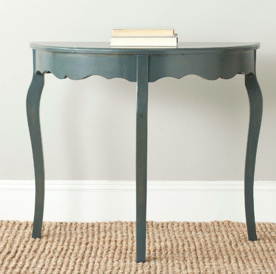 Living Furniture * | Classical Aggie Console In Steel Teal Safavieh Amh6637B