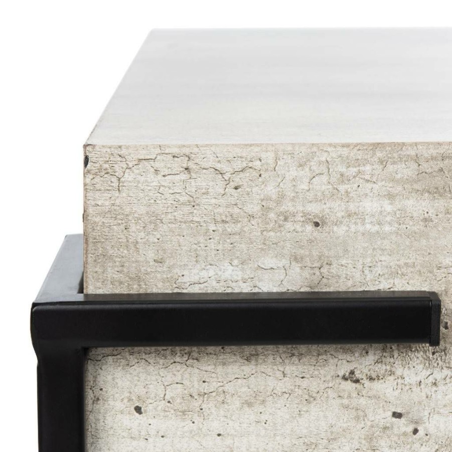 Living Furniture * | Online Eli Square Coffee Table In Light Grey/Black Safavieh Cof4200A