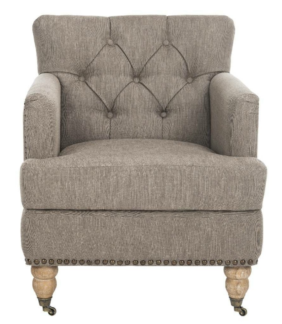 Living Furniture * | Promotions Colin Tufted Club Chair In Taupe/White Wash Safavieh Hud8212F