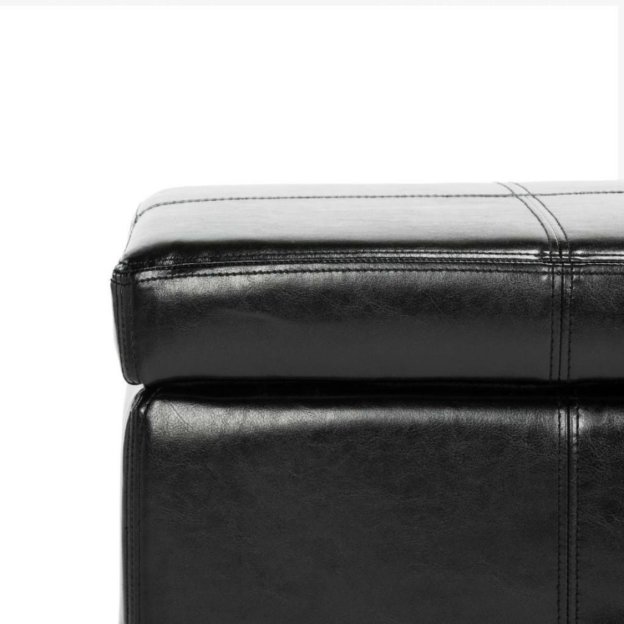 Living Furniture * | Shoping Madison Storage Bench Large In Black/Black Safavieh Hud8226B