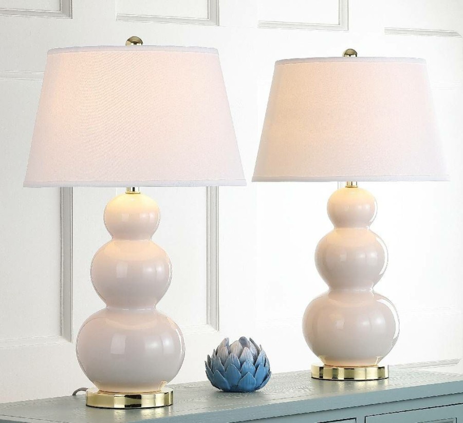 Lamps * | Discount Online Pamela 28-Inch H Triple Gourd Ceramic Lamp (Set Of 2) Safavieh Lit4095F-Set2